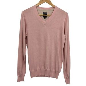 Point Zero Merino Blend V-Neck Sweater Womens S Baby Pink Pullover Academia EUC